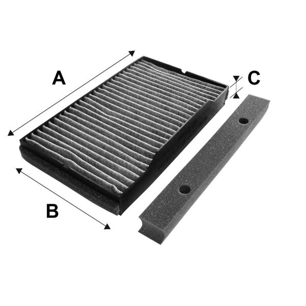 Innenraum-/Pollenfilter Valeo 698723 Aktivkohle 340x200x53mm - 1 Stück