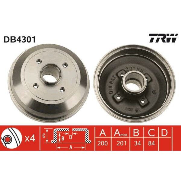 TRW DB4301 Bremstrommel