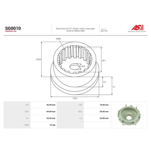 AS-PL SG0010 Reparatursatz, Starter