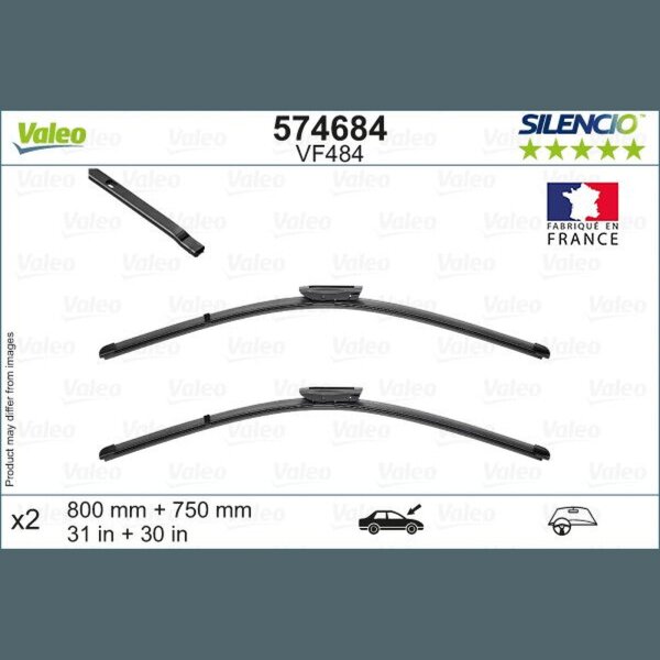 Scheibenwischer Satz VALEO 574684 Flachbalkenwischblatt 800/750 mm - 2 Set