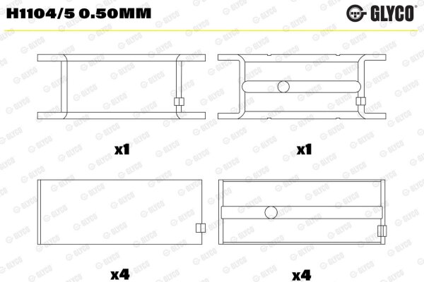 GLYCO H1104/5 0.50mm Kurbelwellenlagerschale
