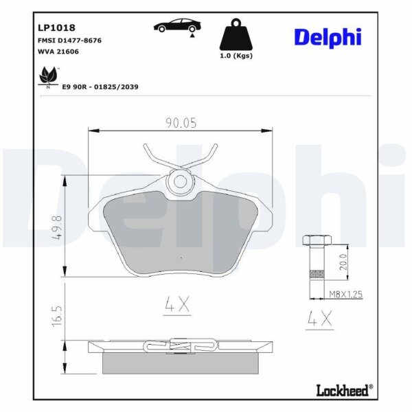 DELPHI LP1018 Bremsbelagsatz, Scheibenbremse