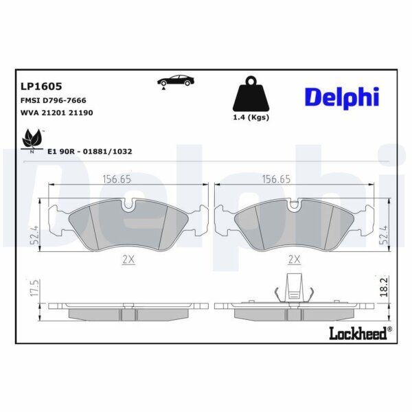 DELPHI LP1605 Bremsbelagsatz, Scheibenbremse