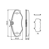 BOSCH 0 986 424 531 Bremsbelagsatz, Scheibenbremse