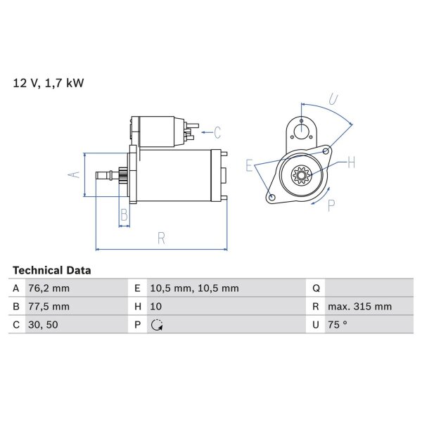 BOSCH 0 986 016 250 Starter