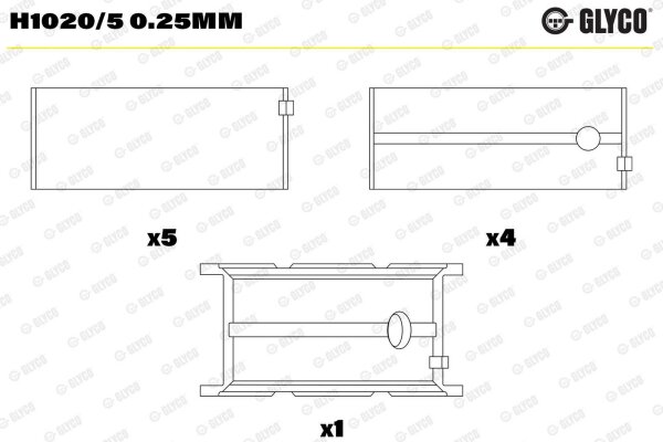 GLYCO H1020/5 0.25mm Kurbelwellenlagerschale