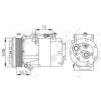 Klimakompressor NRF 32250 Keilrippenriemen 120mm - 1 Stück