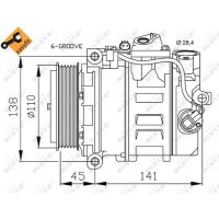 Klimakompressor NRF 32214 Keilrippenriemen R134a - 1 Stück