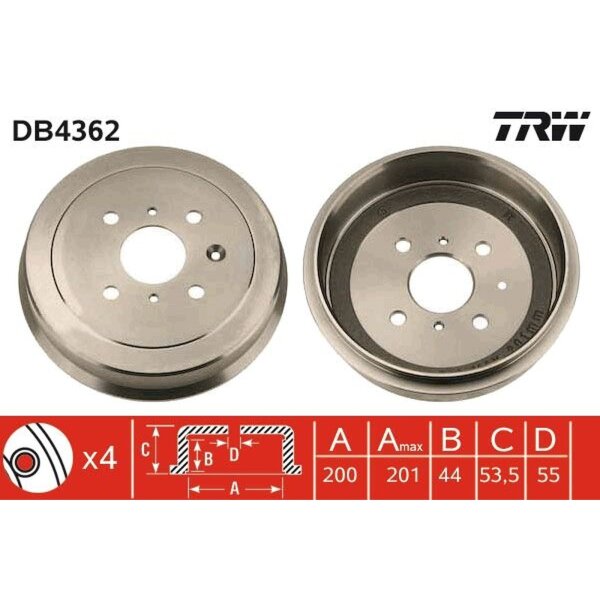 TRW DB4362 Bremstrommel