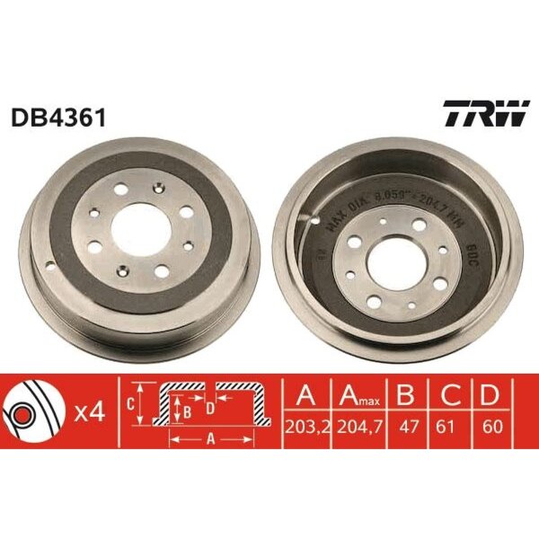 TRW DB4361 Bremstrommel