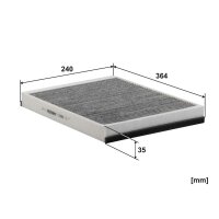 Innenraum-/Pollenfilter Filtron K 1288A Aktivkohle 364x240x35mm - 1 Stück