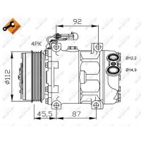 Klimakompressor NRF 32701 R134a Keilrippenriemen - 1 Stück