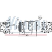 Klimakompressor NISSENS 89055 SD7V16 12V Magnetkupplung - 1 Stück
