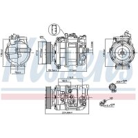 Klimakompressor NISSENS 89091 Riemenantrieb 160 ccm - 1 Stück