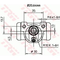 Radbremszylinder TRW BWF262 Hinterachse 20,6mm...