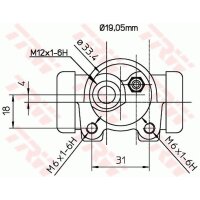 Radbremszylinder TRW BWD130 Hinterachse 19mm...