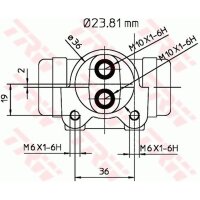 Radbremszylinder TRW BWK223 Hinterachse 23,8mm Bendix - 1...