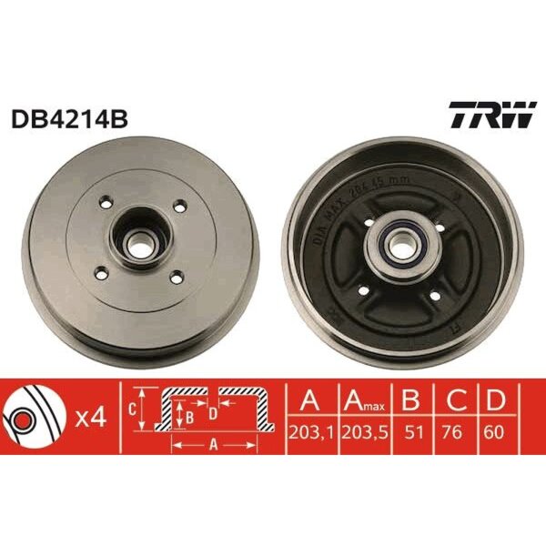 TRW DB4214B Bremstrommel