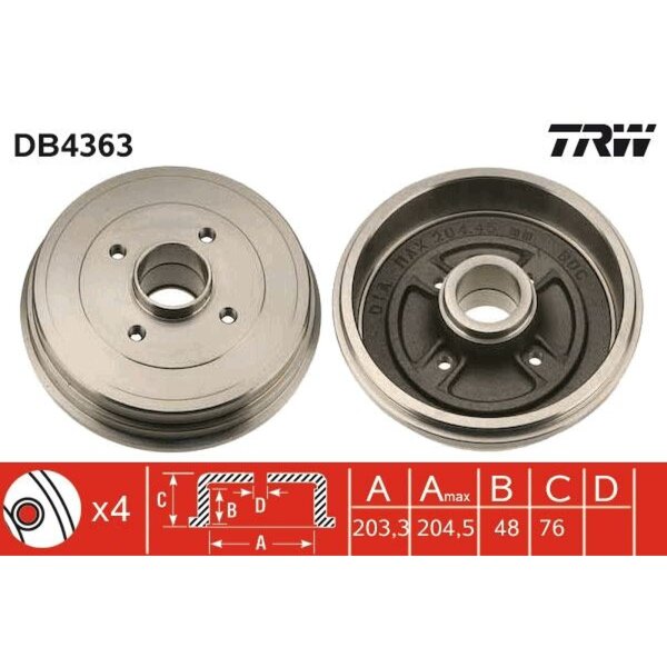TRW DB4363 Bremstrommel