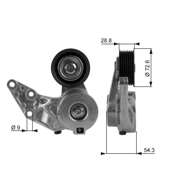 GATES T38208 Riemenspanner, Keilrippenriemen