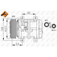 Klimakompressor NRF 32112 Keilrippenriemen 123mm - 1 Stück