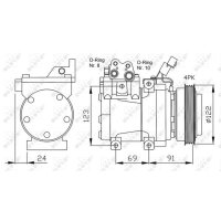 Klimakompressor NRF 32205 HS15 122mm Keilrippenriemen - 1 Stück