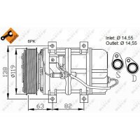 Klimakompressor NRF 32109 Keilrippenriemen 12V - 1 Stück