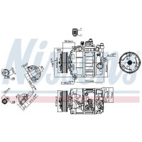 Klimakompressor NISSENS 89052 6SEU14C Keilrippenriemen - 1 Stück