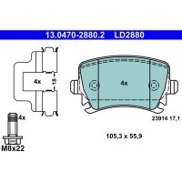 ATE 13.0470-2880.2 Bremsbelagsatz, Scheibenbremse