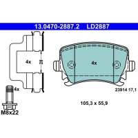 ATE 13.0470-2887.2 Bremsbelagsatz, Scheibenbremse