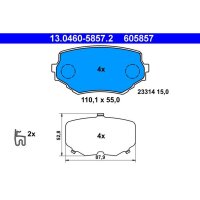 ATE 13.0460-5857.2 Bremsbelagsatz, Scheibenbremse