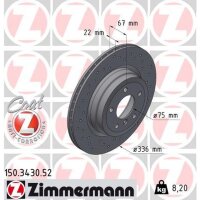 Bremsscheibe ZIMMERMANN 150.3430.52 Hinterachse 336mm...
