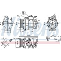 Klimakompressor NISSENS 89412 7SEU17C Keilrippenriemen - 1 Stück