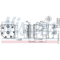 Klimakompressor NISSENS 89123 Keilrippenriemen 190 ccm - 1 Stück