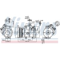 Klimakompressor NISSENS 89511 Keilrippenriemen 10SR19C - 1 Stück