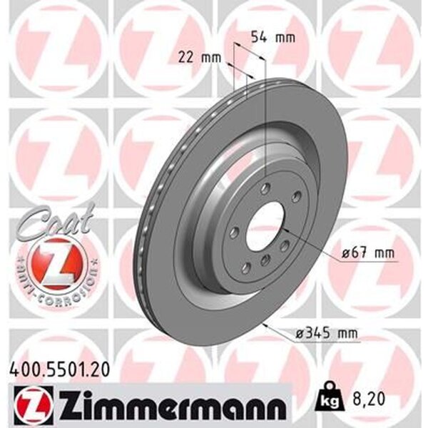 Bremsscheibe ZIMMERMANN 400.5501.20 Hinterachse 345mm 5-loch