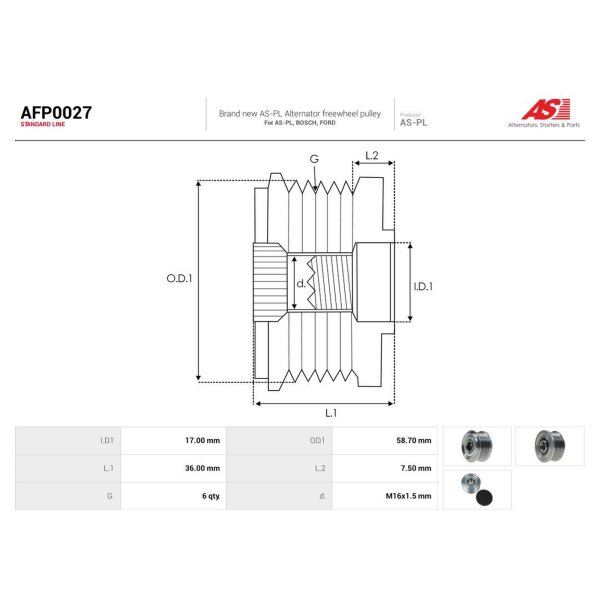 AS-PL AFP0027 Generatorfreilauf