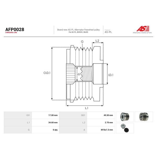 AS-PL AFP0028 Generatorfreilauf