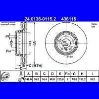 ATE 24.0136-0115.2 Bremsscheibe