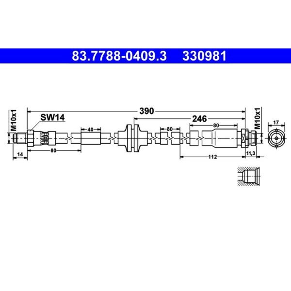 ATE 83.7788-0409.3 Bremsschlauch