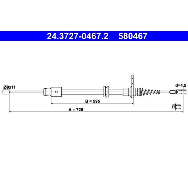 ATE 24.3727-0467.2 Seilzug, Feststellbremse