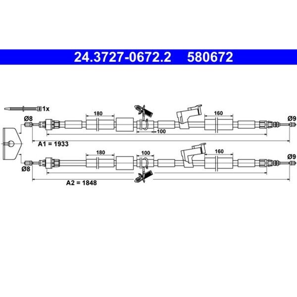 ATE 24.3727-0672.2 Seilzug, Feststellbremse