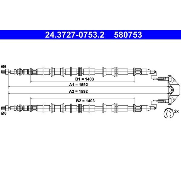 ATE 24.3727-0753.2 Seilzug, Feststellbremse