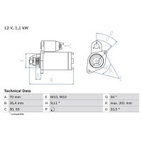 BOSCH 0 986 020 350 Starter