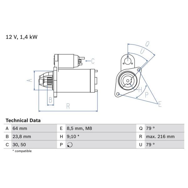BOSCH 0 986 022 730 Starter