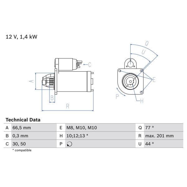 BOSCH 0 986 022 800 Starter