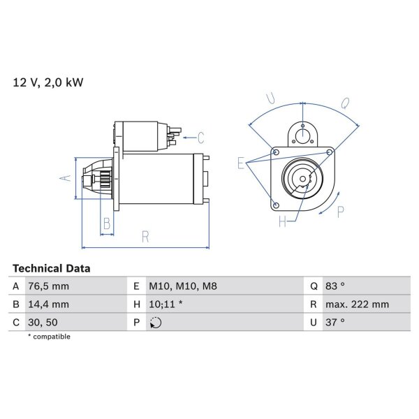 BOSCH 0 986 023 530 Starter