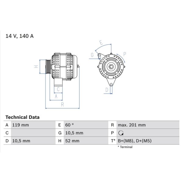 BOSCH 0 986 046 190 Generator