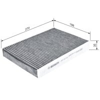 Innenraumfilter BOSCH 1987432549 Aktivkohle 270x188x35mm - 1 Stück
