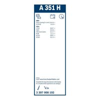 Wischblatt BOSCH 3397008192 Heckscheibe 350mm Aerotwin - 1 Stück